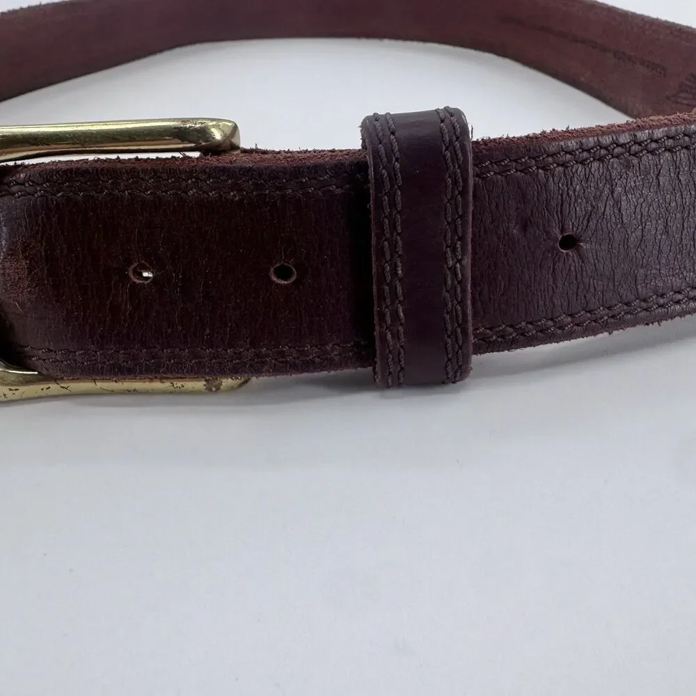 Red Wing Basic Work Belt Mens Size 38 Brown Leather Brass Buckle USA 96524